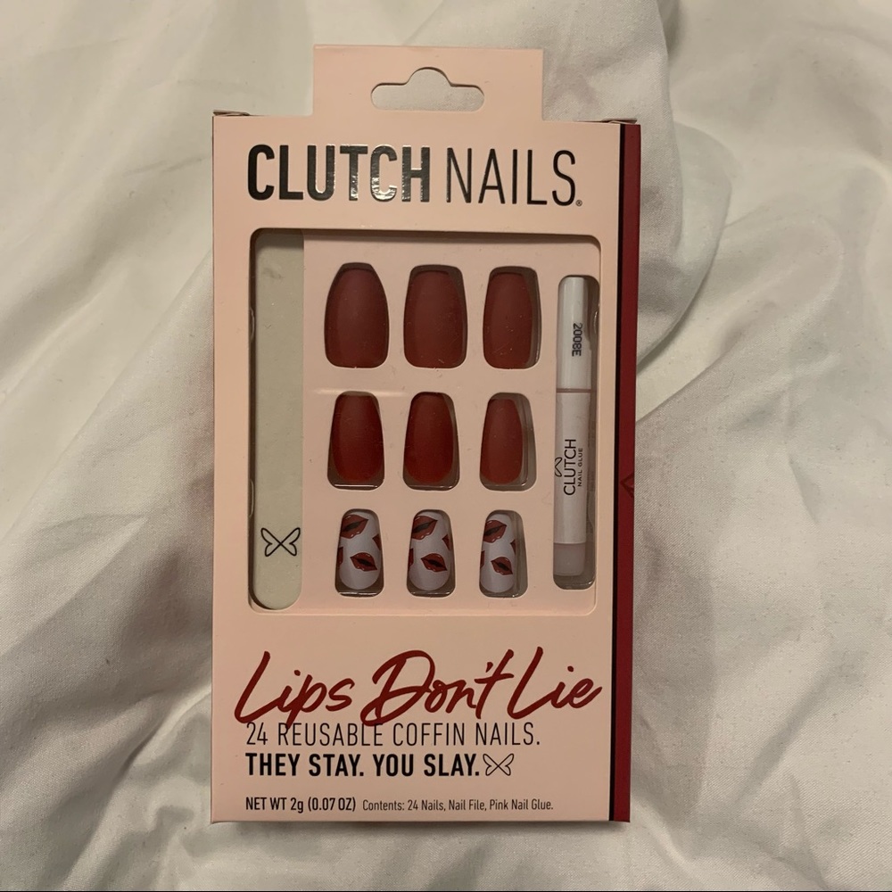 BRAND NEW - Clutch Nails - Lips Don’t Lie coffin shape nails